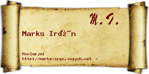 Marks Irén névjegykártya